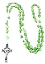 Irish J. C Walsh & Sons, Ireland GREEN WITH GLITTER CORDED ROSARY G8180