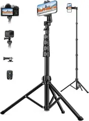 Phone Tripod, 71" Portable Cellphone Tripod Stand with Remote & Phone Holder
