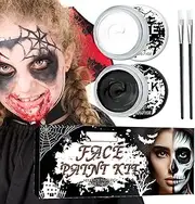Yjkedfh Black White Face Paint | Face Body Paint Set with Brushes | Large Capacity Facepaint, Skeleton Vampire Makeup Kit for Adults