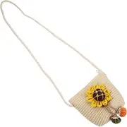 [PartyKindom] Messenger Bag Shoulder for Fanny - Woven Sling Bag Cross Body Tote Bag Women Rattan Crochet Cute Beige Girl Bag Fashion Wicker Duffle Bag Straw