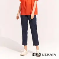 在飛比找momo購物網優惠-【KERAIA 克萊亞】甜酷邃藍品牌皮標牛仔褲