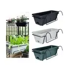 Balcony Railing Planter Pot Hanging Flower Pot Vase with Tray Rack Window Box