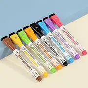 NASHRIO 8 Colors Fine Tip Magnetic Dry Erase Markers with Eraser Cap - Low Odor Whiteboard Markers for Kids, Teachers, Office, School Supplies - Magic Painting Pens