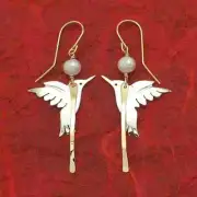 Sterling Silver Hummingbird & Pearl Earrings/Handcrafted by Sassi LaMuth Jewelry