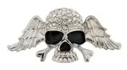 Skull Belt Buckle Men Women New Crossbones Silver Metal Pirate Bling Rhinestones
