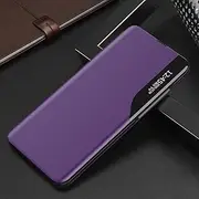 [Jarttarn] Case Compatible with Samsung Galaxy S23 FE 5G, Premium Leather Mobile Phone Case with Viewing Window Mirror Flip Business Style Case Cover (Purple)