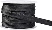 BENECREAT 13.5 Yard/12.5m Satin Bias Tape (10mm) Double Fold Satin Binding Bias Ribbon for Cheongsam Decoration, Clothing Seaming Piping, Black