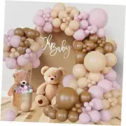 Teddy Bear theme Balloon Arch Kit Light beige Tan and Brown Globos cream Pink