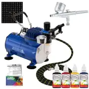 Body Art Airbrush System Compressor Temporary Tattoo Paint Kit 100 Stencil Set
