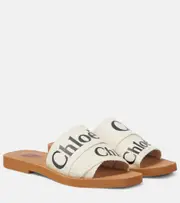 [Chloe] Chloé Woody canvas slides AU 7 white