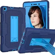 [Cavor] for Samsung Galaxy Tab A 8.0 Case 2019 Tablet T290 T295 Case 3 in 1 Heavy Duty Rugged Shockproof Drop Protective Cover with Built-in Kickstand Anti-Slip Back Cover (Navy Blue+Blue)