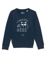 Sweatshirt Enfant. Blue Color Marine. T'Worried I Gere