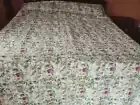 Beautiful White Floral kantha bedspread Indian handblock kantha quilt