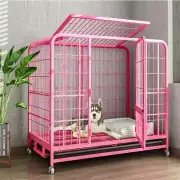 Pet Dog Cage Crate Kennel Cat Collapsible Large Metal Cages w/ 4 Wheels & Tray