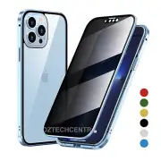 ANTI-SPY Magnetic Tempered Glass Case For iPhone 15 14 11 12 13 Pro Max XR X XS