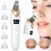 Blackhead Remover Pore Vacuum, USB Rechargeable Facial Pore Cleaner Kit, 5 Probes, Electric Acne Extractor Tool for Women and Men, White