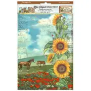Stamperia Assorted Rice Paper A4 6/Sheets-Sunflower Art DFSA4XSF