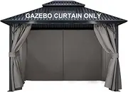 [COWVIE] Gazebo Curtain Replacement 4-Panel Sidewalls 10' x 12'，Patio Gazebo Privacy Curtains with Double Zipper, Replacement for Patio, Outdoor Canopy, Garden and Backyard (Curtain Only)