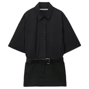 [Alexander Wang] 搭配腰帶混合迷你襯衫式連身裙