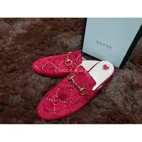 在飛比找蝦皮購物優惠-GUCCI Princetown GG Logo 穆勒鞋紅色