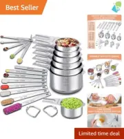 Complete 20-Piece Nesting Measuring Cups & Spoons Set - Rust-Resistant & Stylish