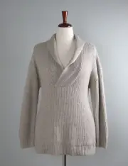 TALBOTS NWT $89 Thick Wool Blend Knit Shawl Neck Pullover Sweater Top Size Large