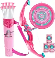 JOYIN Pink Bow and Arrow Set for Girls, LED Light up Archery Toy Set with 9 Suct