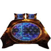 Cool Golden Blue Ancient Illusion Coverlet