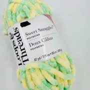 Loops and Thread Chenille Yarn SWEET SNUGGLES Yellow / Green #7 Jumbo Blanket