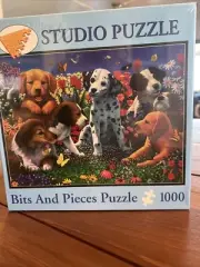 Bits And Pieces Puzzle; Puppy Garden 1000 pieces - Charles Lynn Bragg New