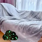 Glow in The Dark Throw Blanket,Stars and 80x60 Gradient Colour Stars and Moon