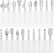 Mbnvtxh 20Pcs HSS Router Carbide Engraving Bits Set, 1/8" Shank, 1Flute, Straight, Trim, V Groove, Beading, Cove, Slot Cutter, Wood, ABS, Acrylic, PVC, Plastics