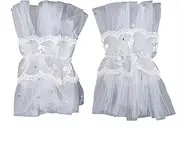 Wusteg 1 Pair Lace Trim Manicure Gloves Nail Art Decoration Lace Hand Cuff Elastic Wrist Cuffs Fingerless Wrist Cuffs Emptiness Fake Sleeves Bracelet Wrist Cover Miss, onesize