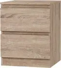 Bedside Table with 2 Drawers, Oak Wood Board Side Tables Storage Small Narrow De