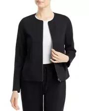 Eileen Fisher Woman's Black Down Puffer 82% Rayon, 18% Silk Blazer/Jacket Size L