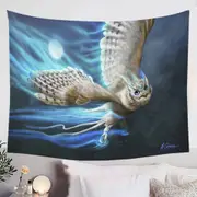 Athenas Cool White Owl Tapestry