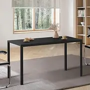 Oikiture Dining Table 120 x 60 x 76cm Marble Top Kitchen Table Black
