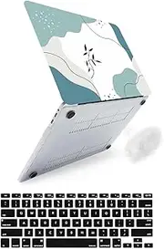 HLAAJJX for New MacBook Air 13 inch Case 2025 M4 2024 M3 2022 M2 A3240 A3113 A2681, Plastic Laptop Case Hard Shell & Black Keyboard Cover for MacBook Air 13.6 inch,Green Leaf