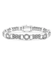 Lagos Sterling Silver Caviar Spark Diamond Three Circle Bead Bracelet