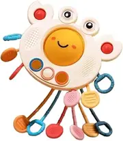 Yummy Baby Products Cute Crab Montessori Sensory Toy for Babies, Silicone Pull String Teething Toy, Perfect for Entertaining Baby While Developing Motor and Sensory Skills
