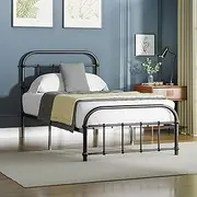 ALFORDSON Metal Bed Frame Bed Base Single Size, Bed Mattress Foundation with Reinforced Steel Frame, Industrial Mattress Platform with Rust-Resistant Finish, Black Color