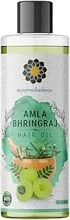 AYURVEDASHREE Amla Bhringraj Hair Oil 200 Ml 6.76 Fl Oz With Brahmi, Methi, Shikakai, Neem, Henna, Pine, Clove