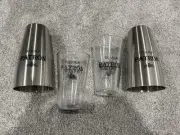 Patron Tequila Cocktail Pint Glasses (2) & Stainless Steel Shaker Cups (2) Set