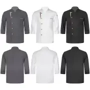 Men Women Uniform Cotton Coats Cooking Chef Jacket Baking Workwear Long Sleeve