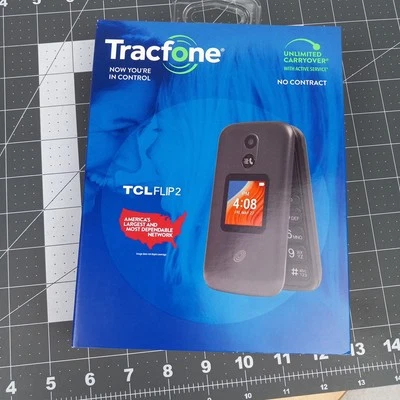 TracFone TCL Flip 2 16GB Black Prepaid Flip Phone Locked New Sealed In Box