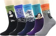 [Wish Island] Men's 5 Packs Fun Crazy Animal Cotton Casual Crew Socks