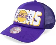 MENS MITCHELL & NESS NBA BILLBOARD TRUCKER SNAPBACK LAKERS - PURPLE