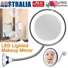AU Wall Mount Makeup Mirror 10X Magnifying LED Light Up 360° Swivel Shaving