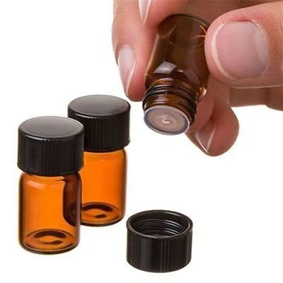 5-100PCS 2ml 5/8 dram Amber Glass Essential Oil Bottle with Orifice Reducer cap