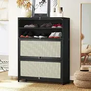 [OIKITURE] Shoe Storage Cabinet with 3 FILP-up Doors Shoe Rack Cabinet Organiser 6-Tiers